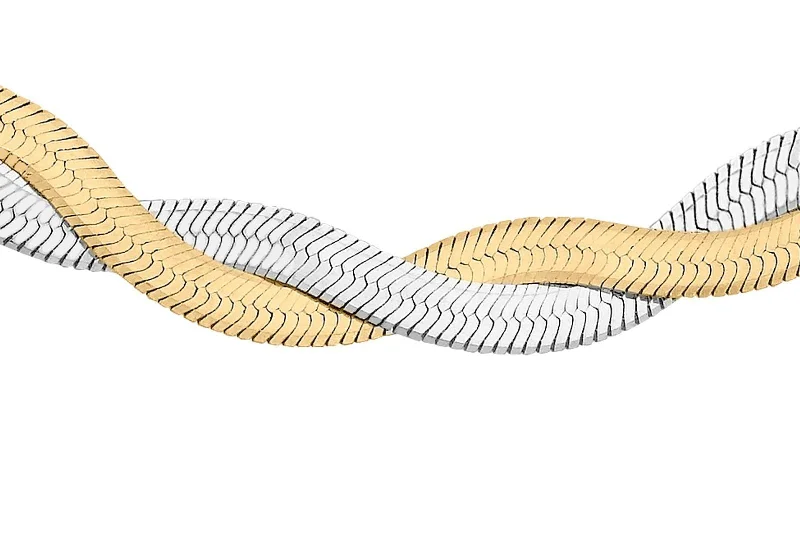 Women's gift rings-9ct Yellow and White Gold Herringbone Chain 17"