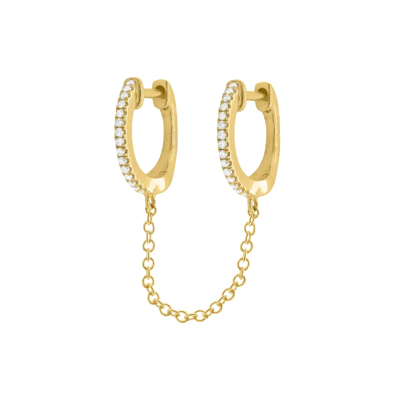 Women's charm earrings-14K GOLD DIAMOND ELLE HUGGIE EARRING