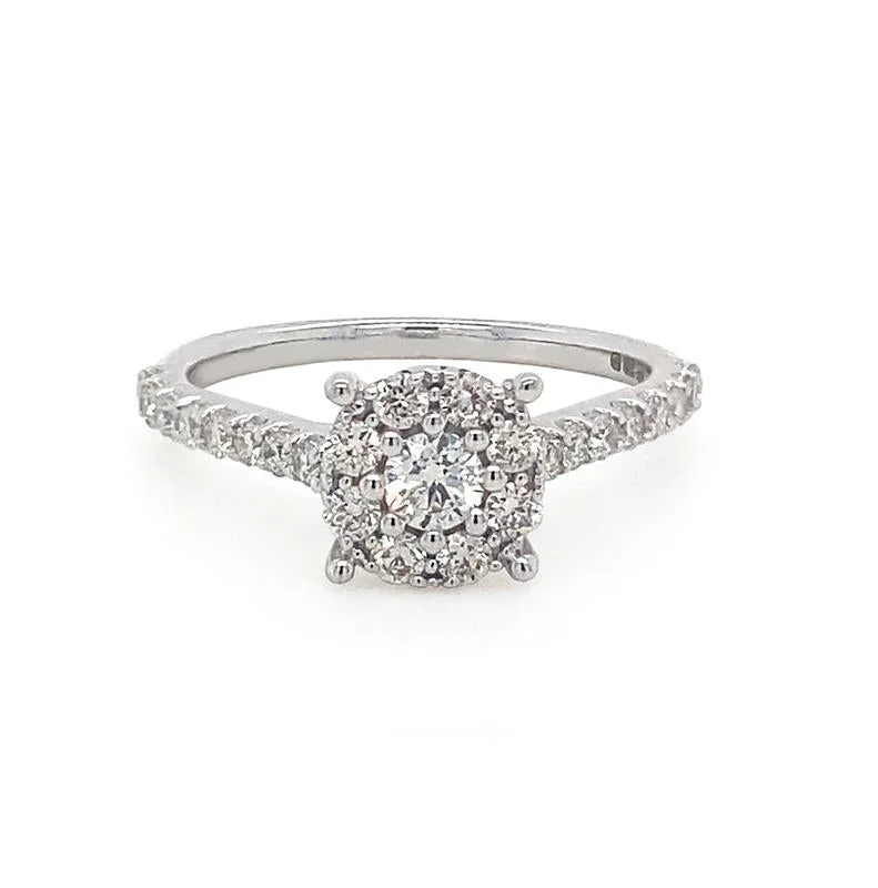 Women's holiday rings-9K White Gold Diamond Cluster Ring