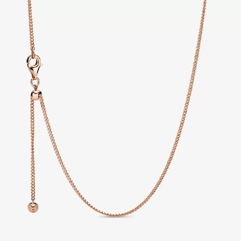 Women's mother-daughter necklaces-PANDORA : Curb Chain Necklace - Rose Gold Plated (23.6")