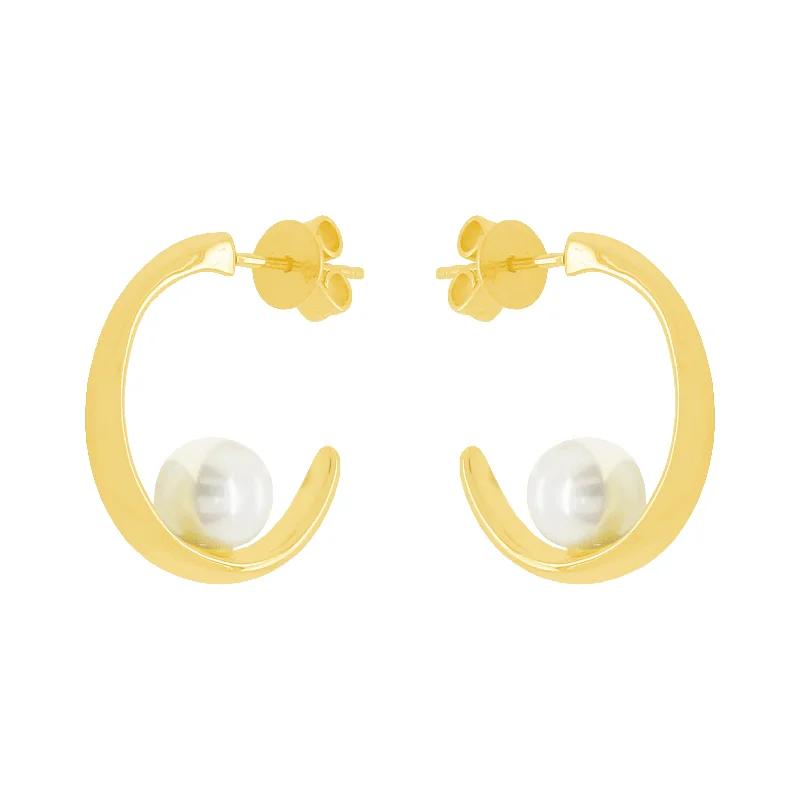 Women's eco-friendly earrings-14K GOLD PEARL PIPPA HOOPS