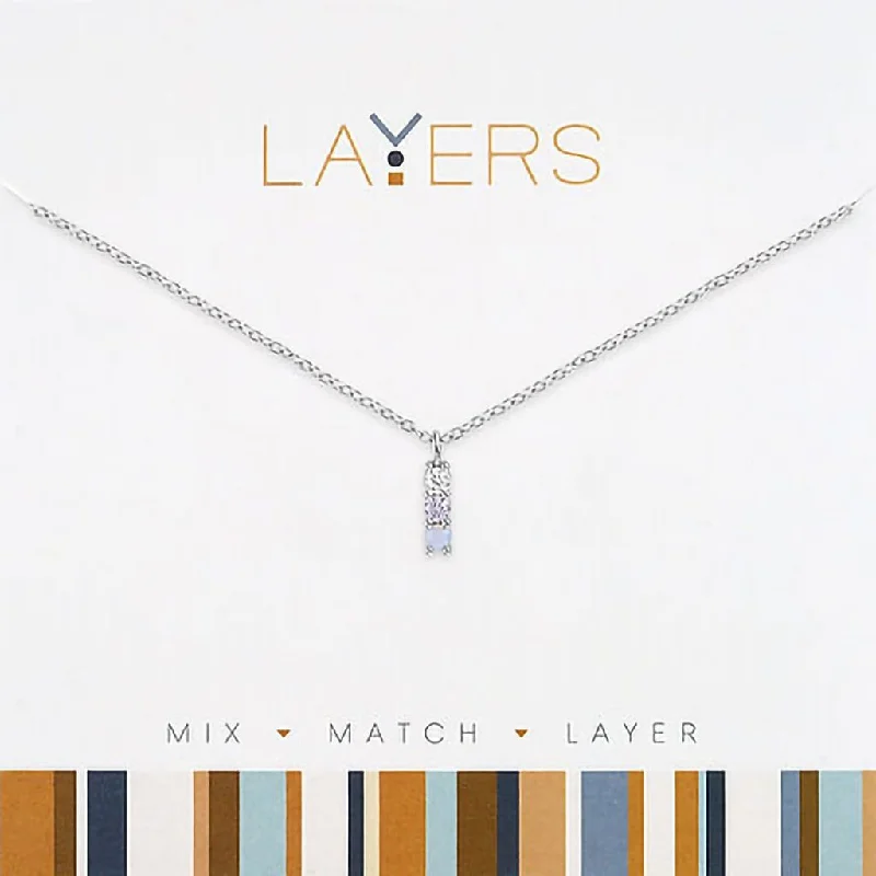 Women's moon phase necklaces-Center Court : Silver Petite Blue Trio Layers Necklace