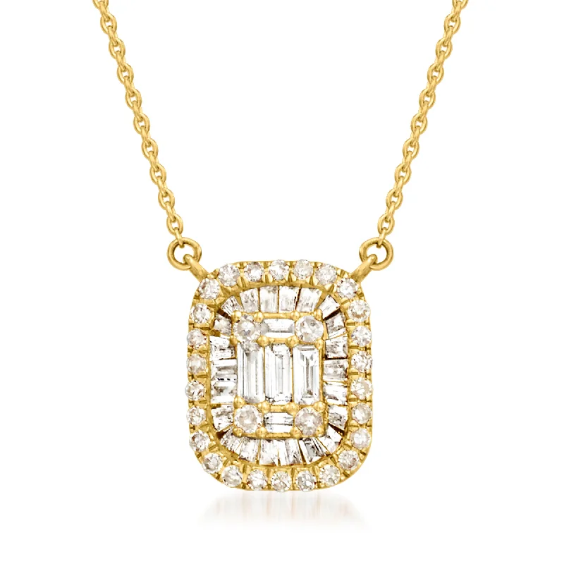 Women's birthstone necklaces-Ross-Simons Diamond Cluster Necklace in 14kt Yellow Gold