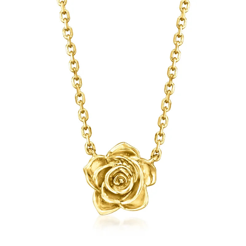 Women's art deco necklaces-RS Pure by Ross-Simons Italian 14kt Yellow Gold Rose Necklace