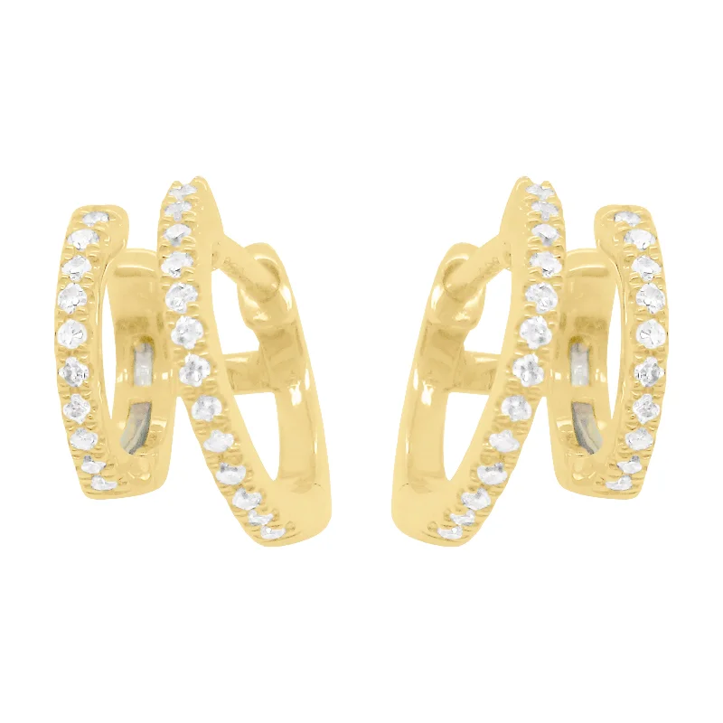 Women's elegant earrings-14K GOLD DIAMOND DARA HUGGIES