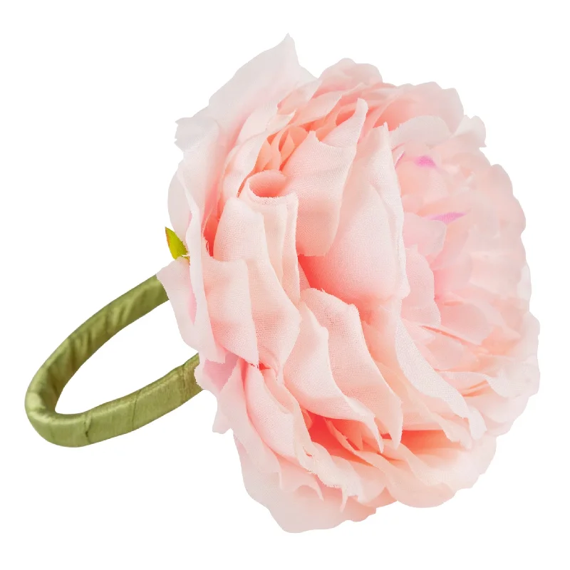 Women's heirloom rings-Silk Peony Flower Napkin Ring Holder (10 Count) - Pink