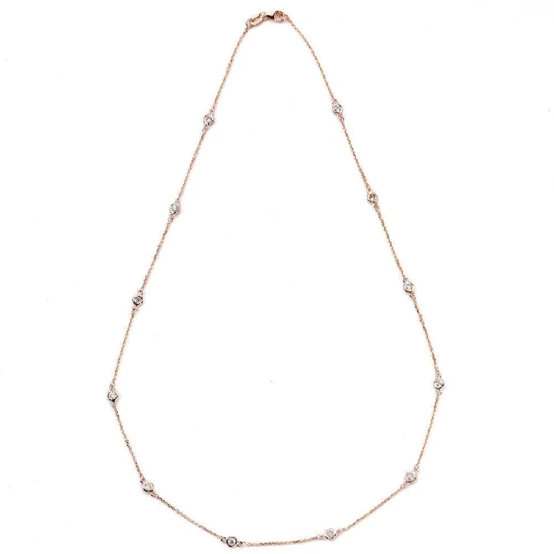 Women's fashion necklaces-Suzy Levian 14k Gold 2 3/5ct TDW Diamond Station Necklace