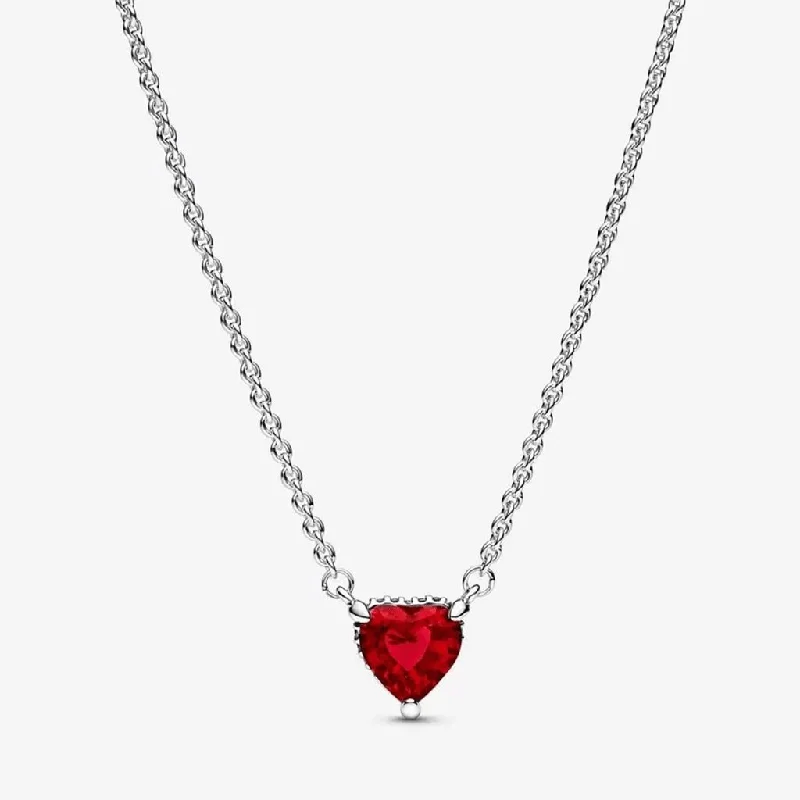 Modern women's necklaces-PANDORA : Sparkling Heart Halo Pendant Collier Necklace (17.7")