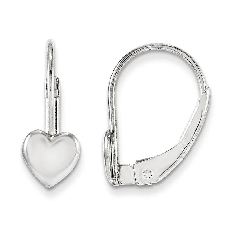 Women's symbolic earrings-Madi K Kid's 14k White Gold  Heart Leverback Earrings