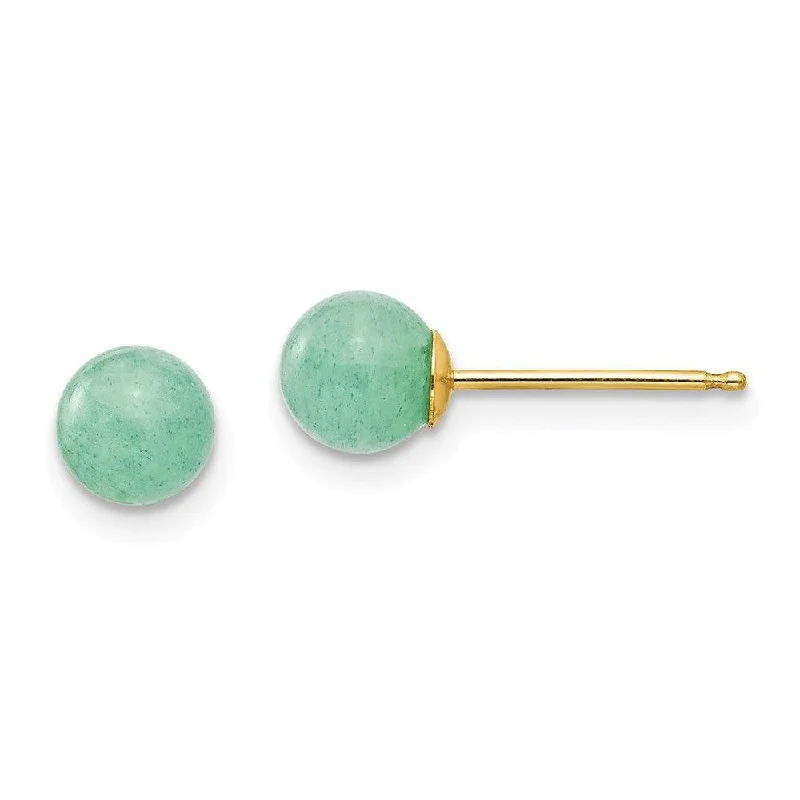 Women's cross earrings-Madi K Kid's 14k  5mm Green Natural Stone Post Earrings