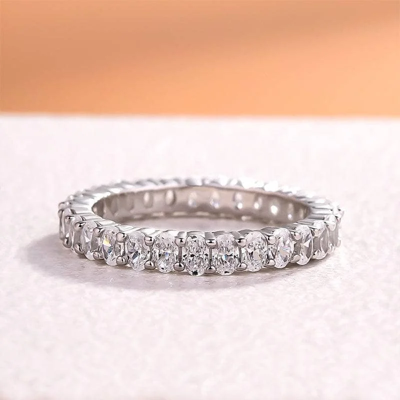 Women's photo rings-Eternity Oval Cut Simulated Diamond Wedding Ring Band