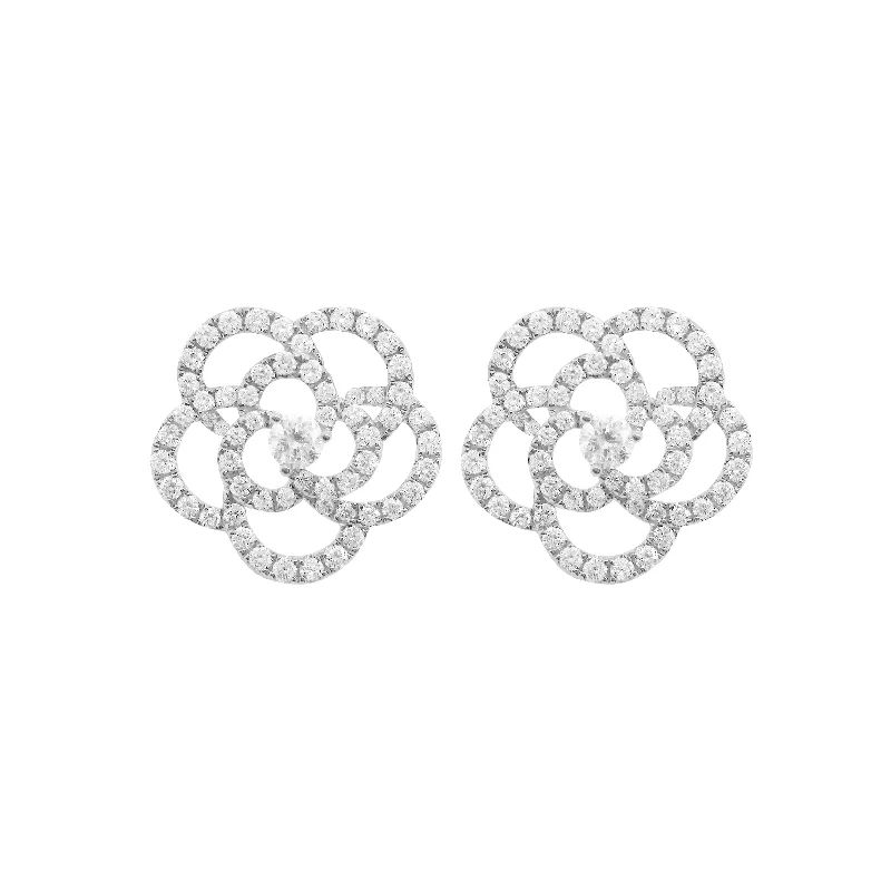 Women's gold-plated earrings-14K GOLD DIAMOND MAIA FLOWER STUDS