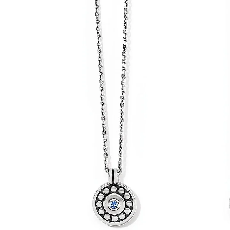 Women's anniversary necklaces-Brighton : Pebble Dot Medali Petite Reversible Necklace in Sapphire (September)