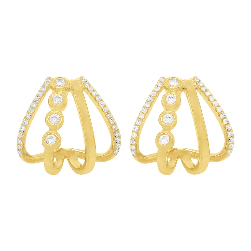 Women's pearl earrings-14K GOLD DIAMOND MARIANA EARRINGS