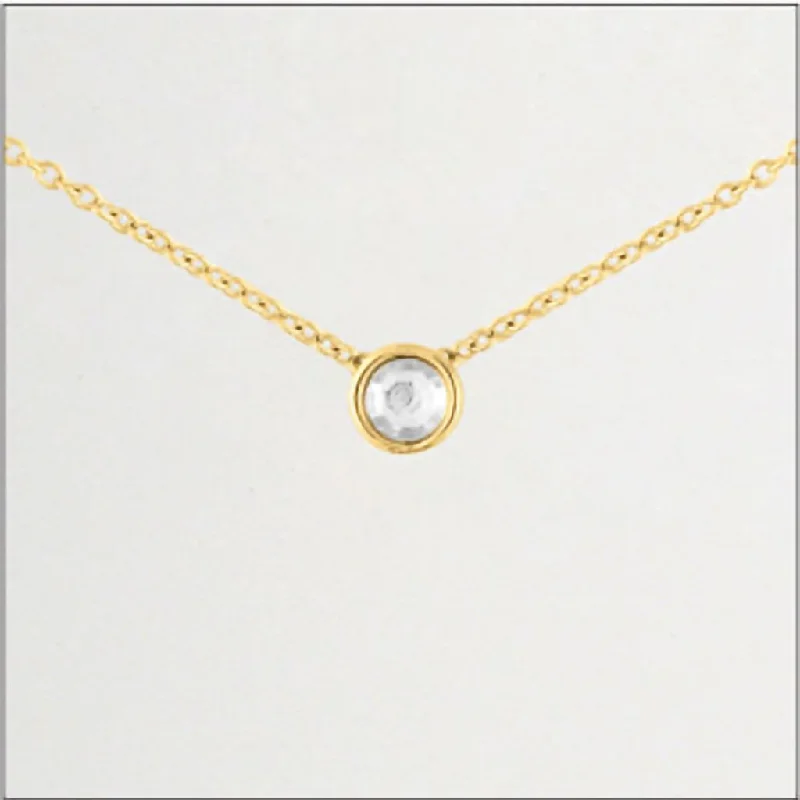 Women's birthstone necklaces-Center Court : Gold Single Crystal Layers Necklace