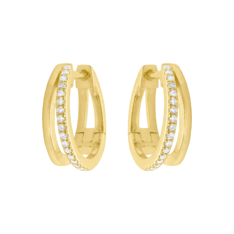 Women's party earrings-14K GOLD DIAMOND JARI HUGGIES