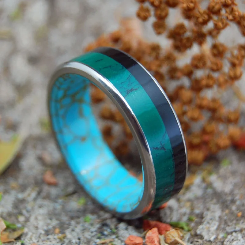 Women's mother-daughter rings-Set In Stone | Men's Jade, Onyx, Tibetan Turquoise & Titanium Wedding Ring