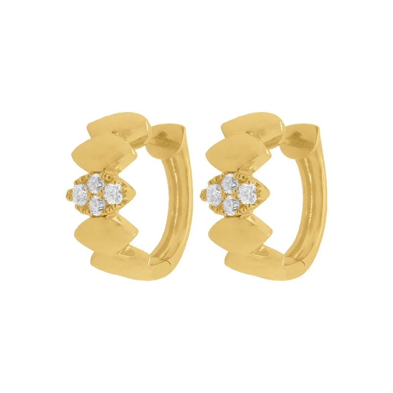 Women's hoop earrings-14K GOLD DIAMOND GABI HUGGIES