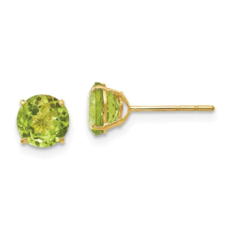 Women's custom engraving earrings-Madi K Kid's 14k  Round Peridot 6mm Post Earrings