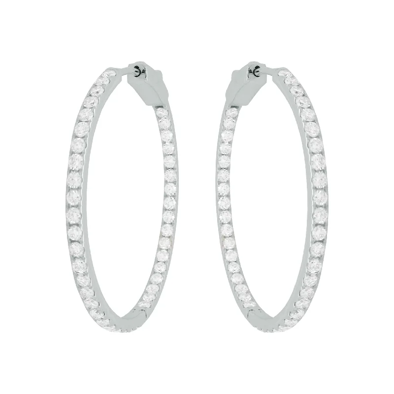 Modern women's earrings-14K GOLD DIAMOND 1.25" MONICA HOOPS