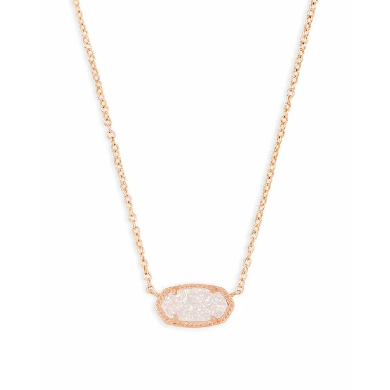 Women's casual necklaces-Kendra Scott : Elisa Rose Gold Pendant Necklace in Iridescent Drusy