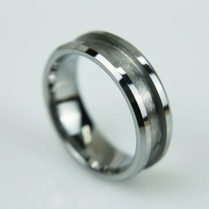 Trendy women's rings-8mm Blank Inlay Tungsten Ring Band