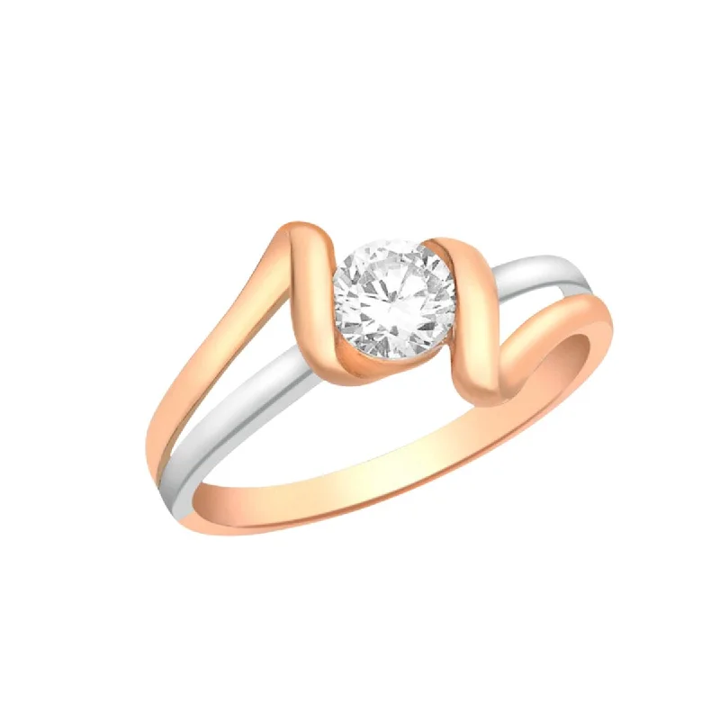 Women's pet memorial rings-9K 2-Colour Gold 5mm CZ Swirl Ring