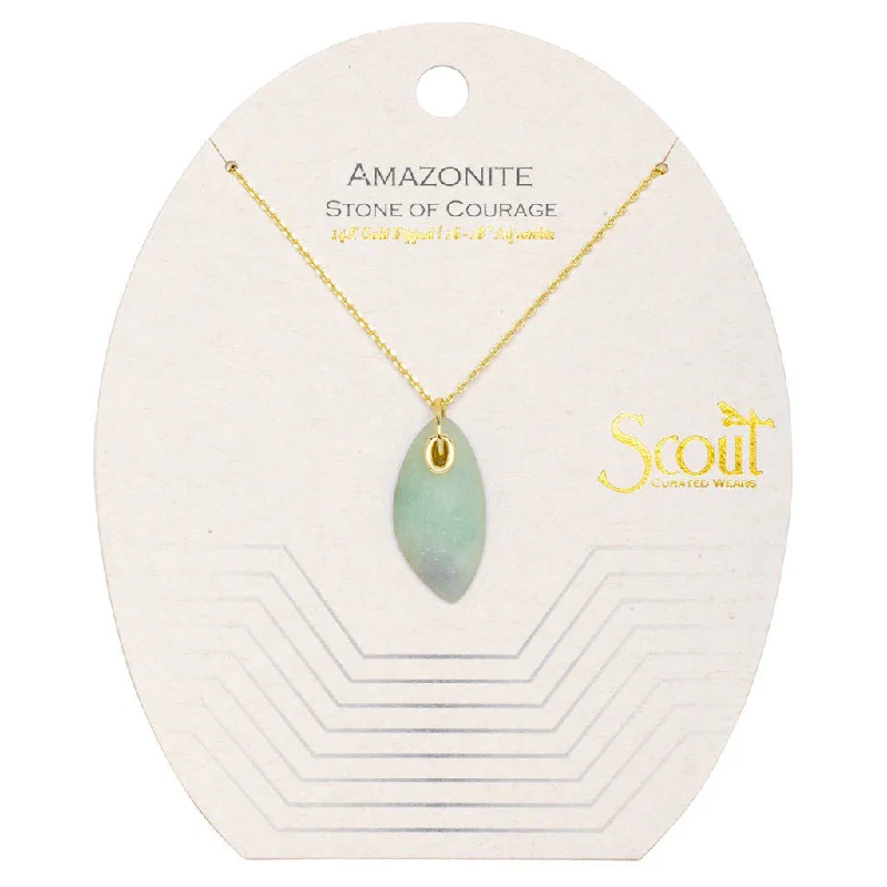 Women's stainless steel necklaces-Scout Curated Wears : Organic Stone Necklace Amazonite/Gold - Stone of Courage