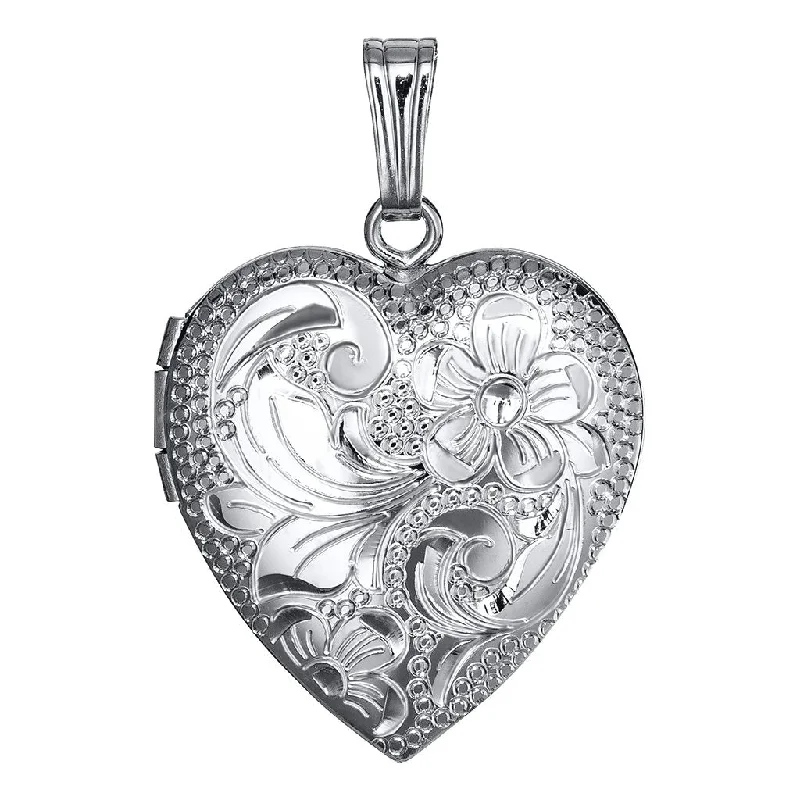 Modern women's necklaces-LeStage® Cape Cod : Sterling Silver Floral Heart Locket