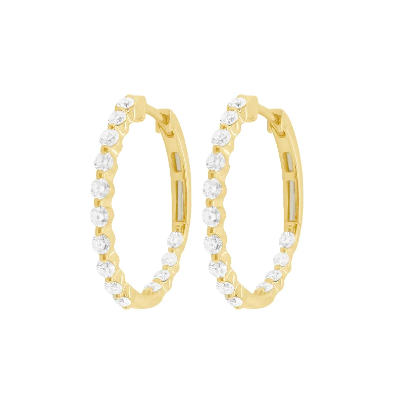 Women's ethical earrings-14K GOLD DIAMOND BRINA HOOPS