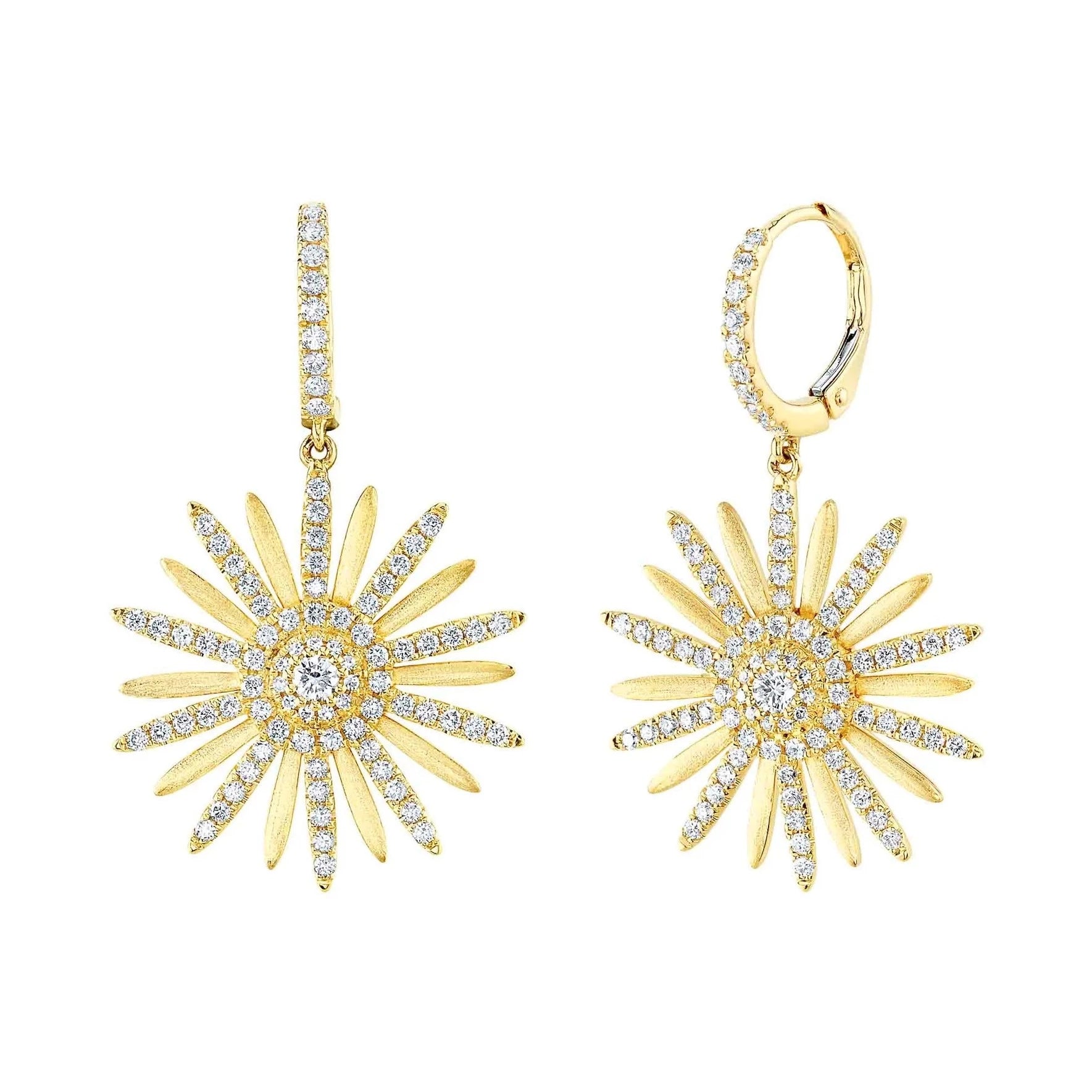 Women's sapphire earrings-14K GOLD DIAMOND SARIT STARBURST EARRINGS