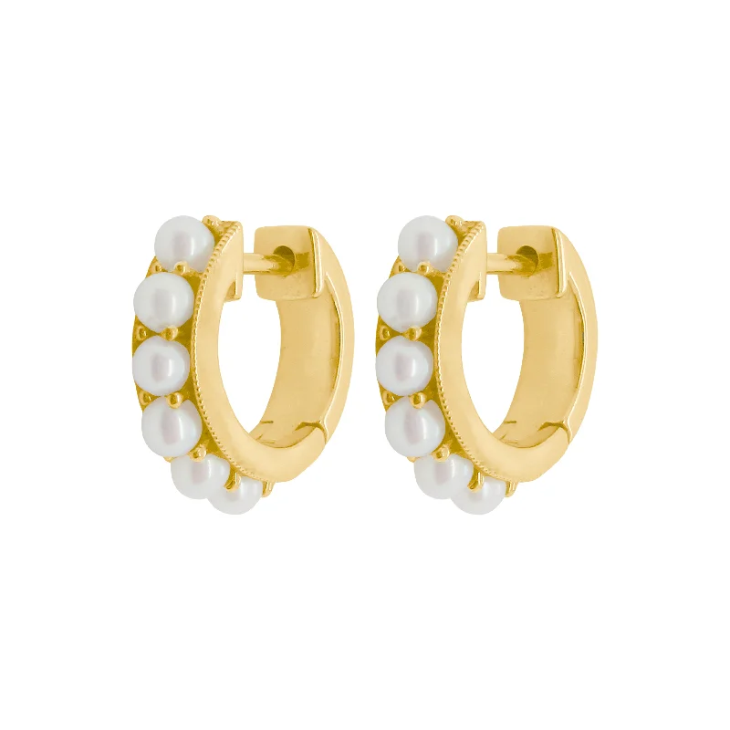 Women's everyday earrings-14K GOLD PEARL PERI HUGGIES