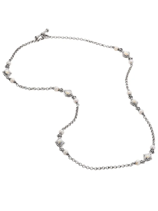 Women's unique necklaces-Konstantino Nykta Sterling Silver & Black Onyx Necklace KOMK4607-120-CUT-36