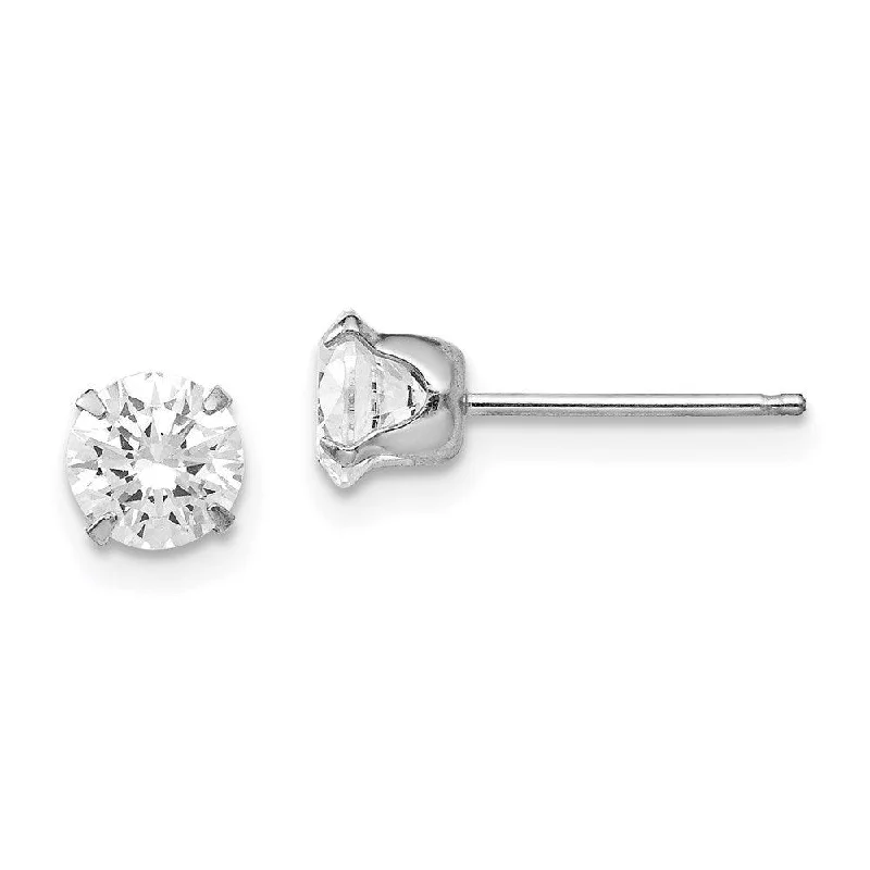 Women's unique earrings-Madi K Kid's 14k White Gold  5.25mm CZ Post Earrings