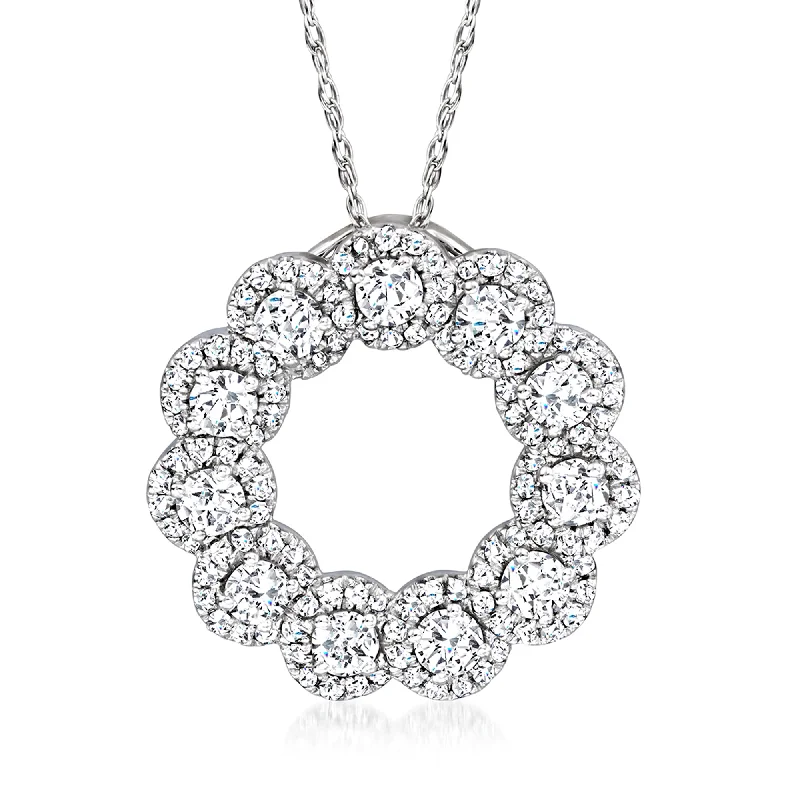 Modern women's necklaces-Ross-Simons Diamond Eternity Circle Pendant Necklace in 14kt White Gold