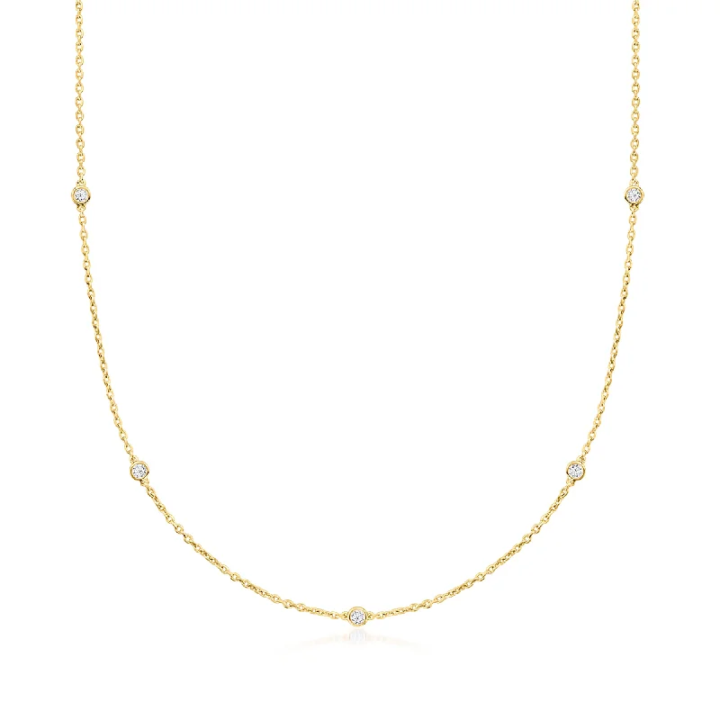 Women's bohemian necklaces-Ross-Simons Lab-Grown Diamond Station Necklace in 18kt Gold Over Sterling