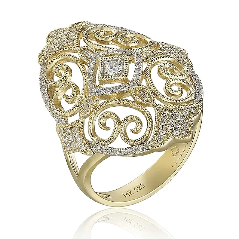 Women's astrology rings-Diamond Filigree Ring