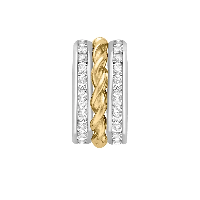 Women's unique rings-9K 2 Colour Gold CZ + Twirl 3 Ring Pendant