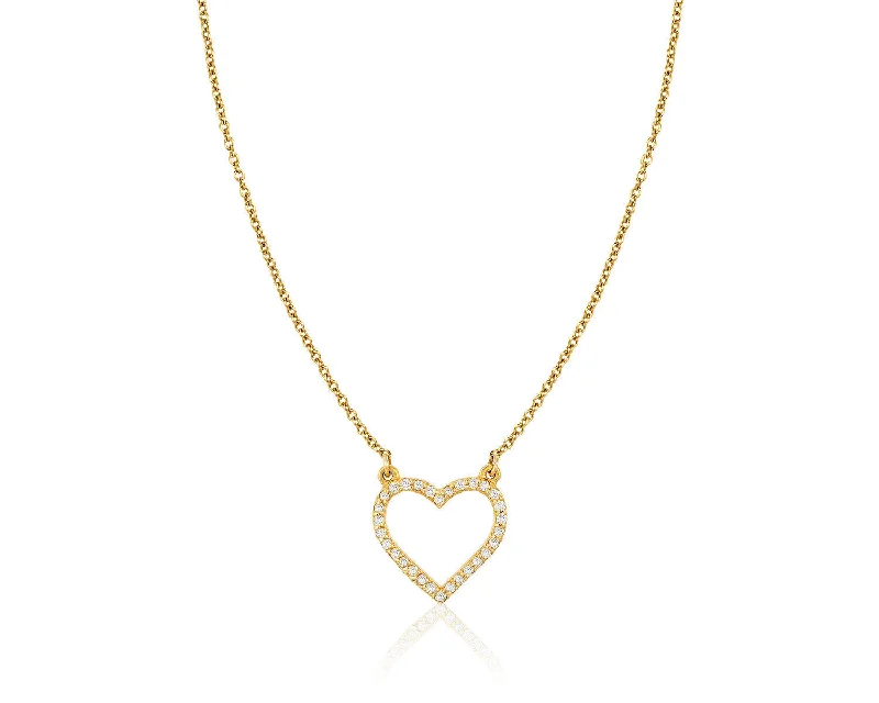 Women's celestial necklaces-Diamond Heart Necklace Yellow Gold