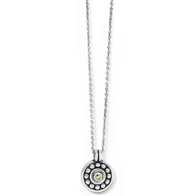 Women's sun necklaces-Brighton : Pebble Dot Medali Petite Reversible Necklace in Peridot (August)