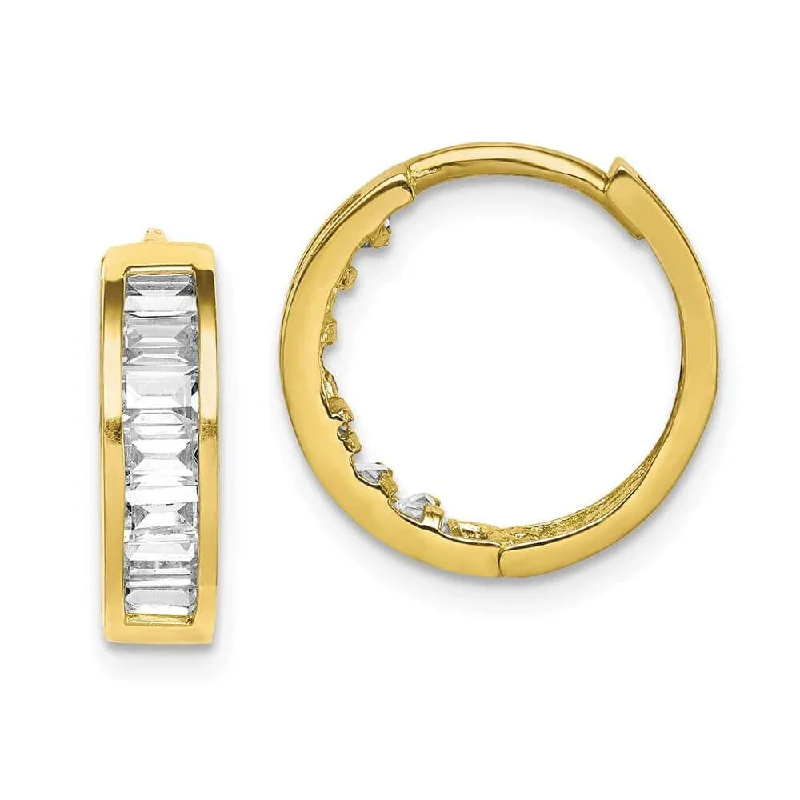 Women's ear cuffs-10K CZ Hinged Hoop Earrings