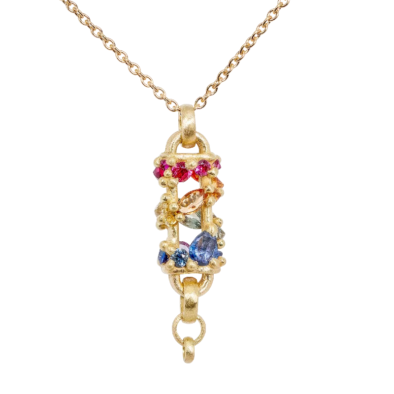 Women's astrology necklaces-Vertical Rainbow Fontaine Necklace - 9963