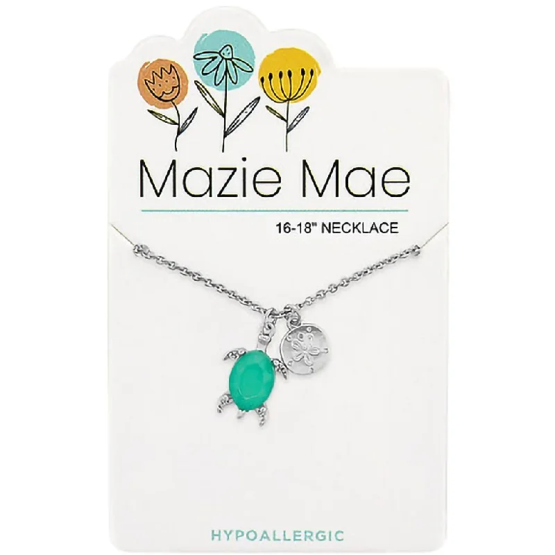 Affordable women's necklaces-Center Court: Silver Pacific Opal Turtle & Sand Dollar Dangle Mazie Mae Necklace