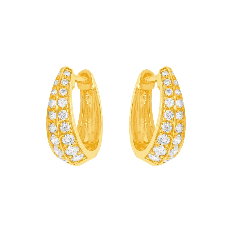 Women's elegant earrings-14K GOLD DIAMOND JANIS HUGGIES