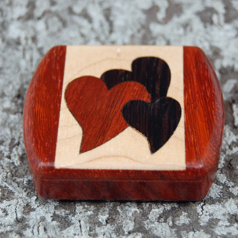 Women's pet memorial rings-Padauk Wood Ring Box | Wedding Ring Box For 1 Or 2 Ring - Secret Box Style