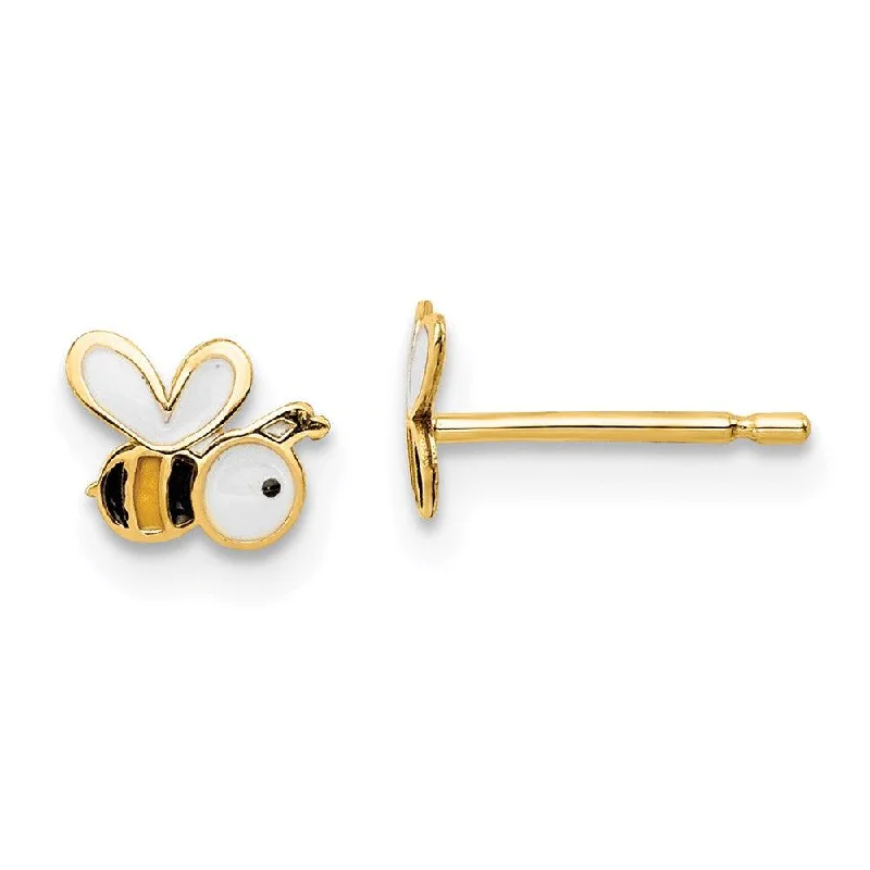 Women's sapphire earrings-Madi K Kid's 14k  Enamel Bumble Bee Post Earrings