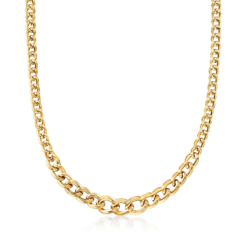 Women's formal necklaces-Ross-Simons Italian 14kt Yellow Gold Graduated Curb-Link Necklace