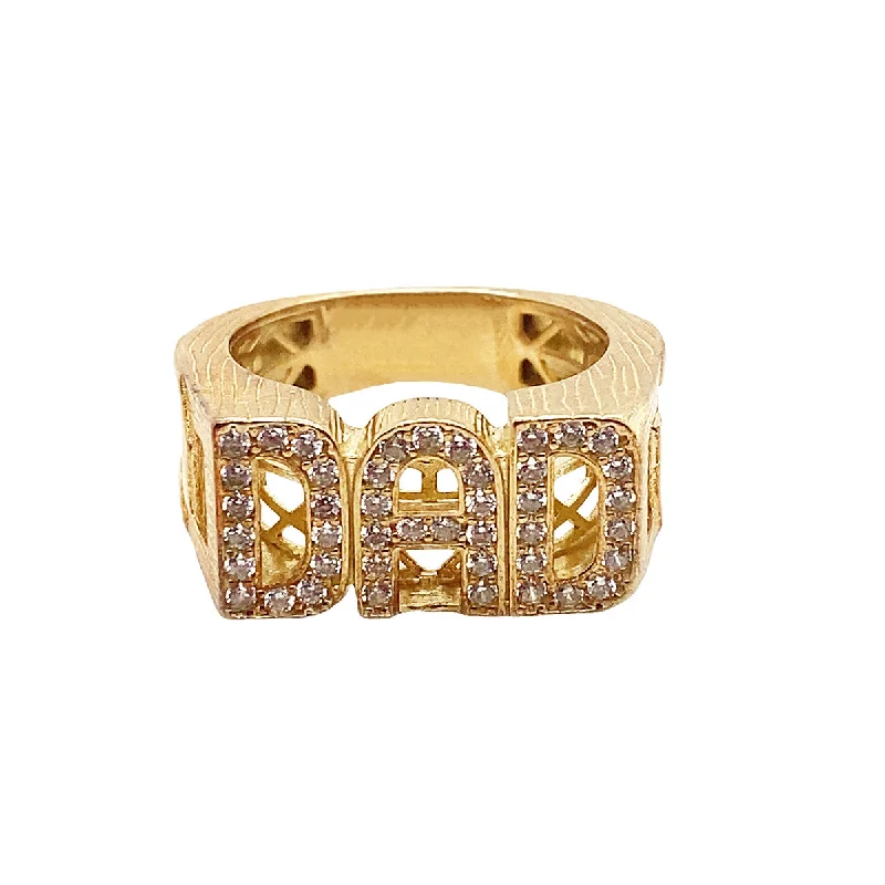 Women's titanium rings-9K Yellow Gold CZ Dad Ring