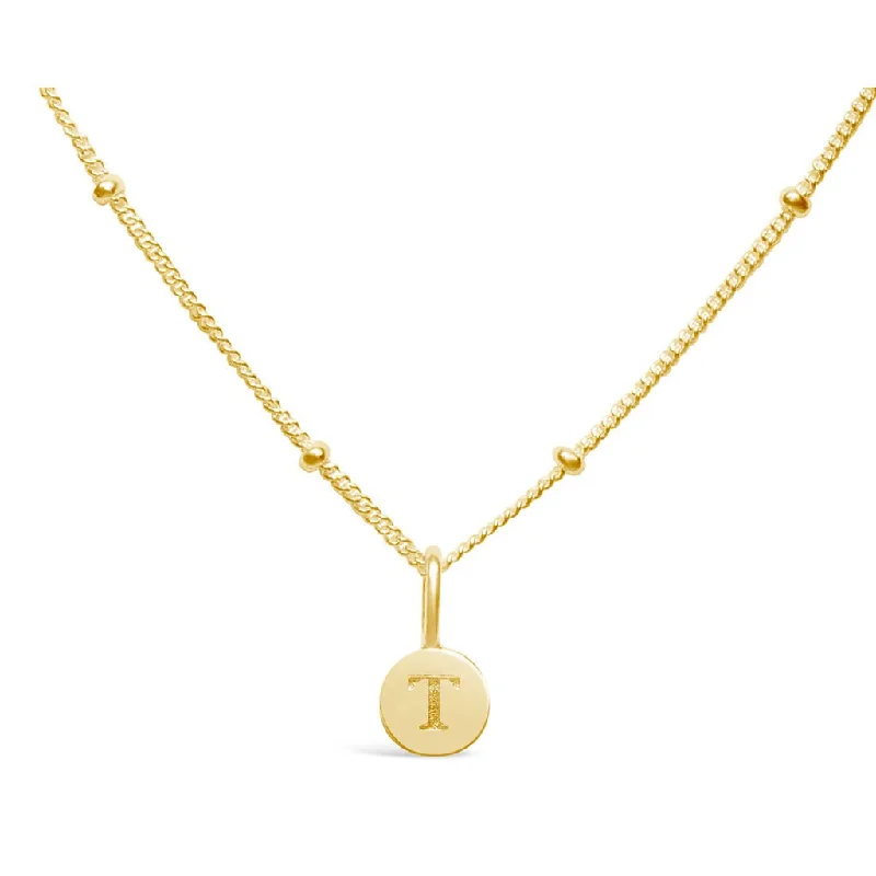 Women's custom engraving necklaces-Stia : Mini Love Letter Necklace in Gold - T