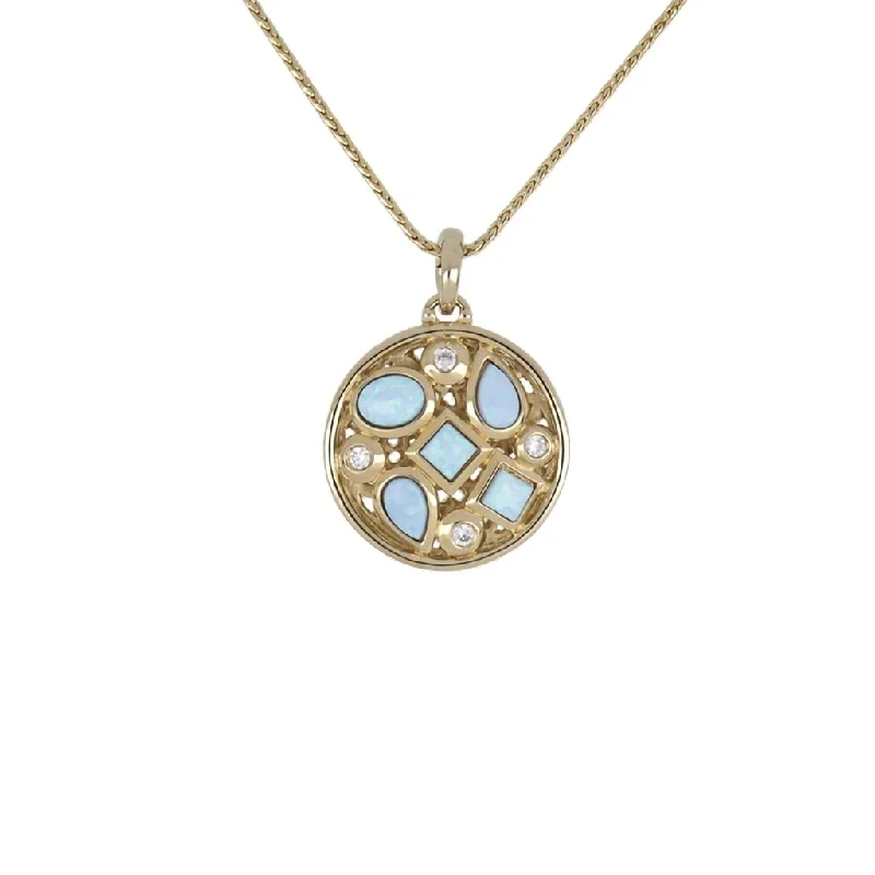 Women's bridal necklaces-John Medeiros : Opalas Do Mar Opal Blue 5 Opal Necklace With CZ Gold Chain